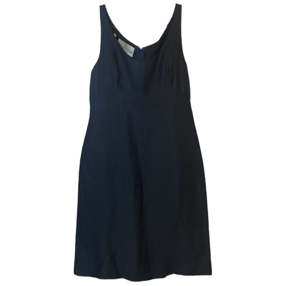 Vintage Valentino Black Linen/Viscose/Silk Shift Knee-Length Dress Size 10